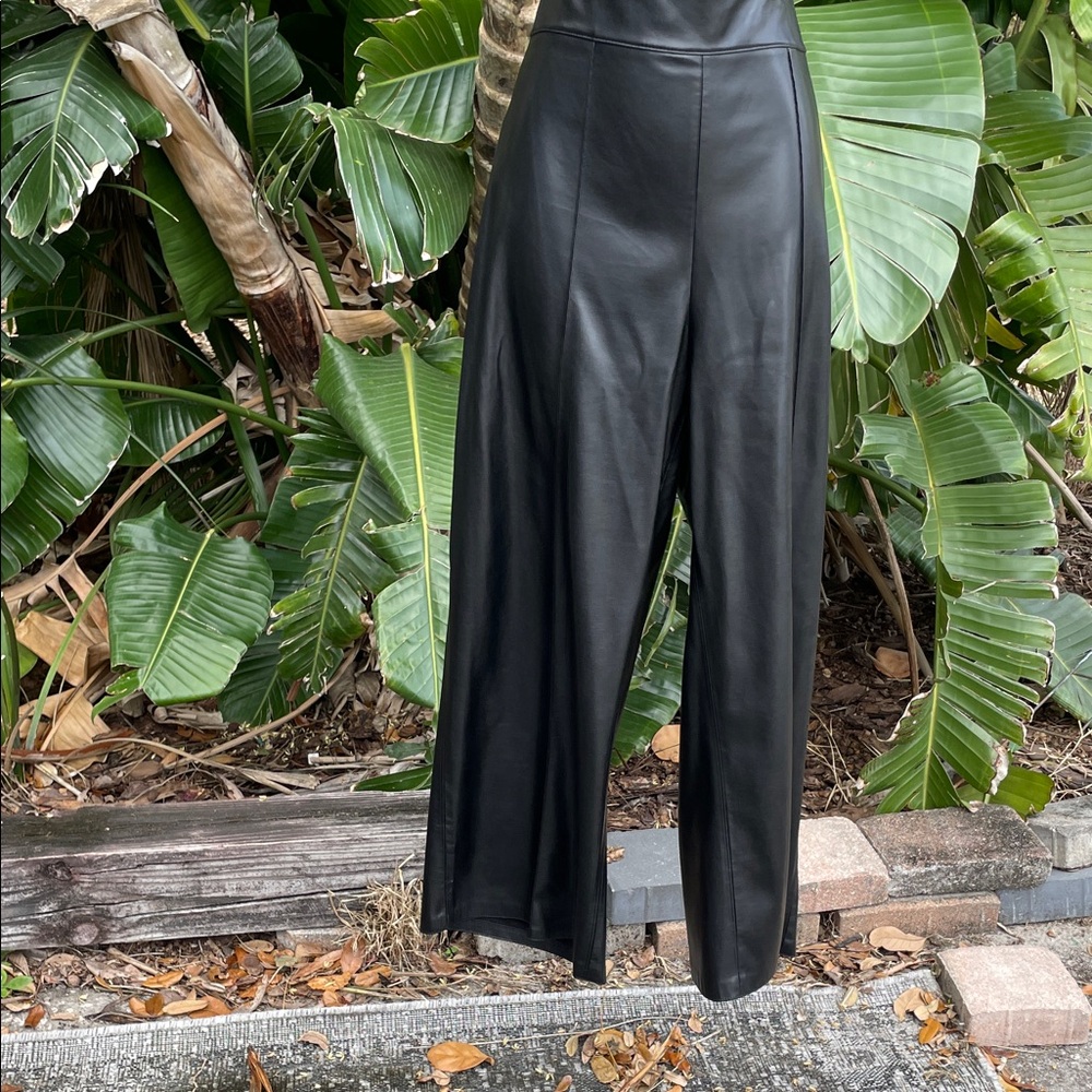 wide leg vegan leather pants